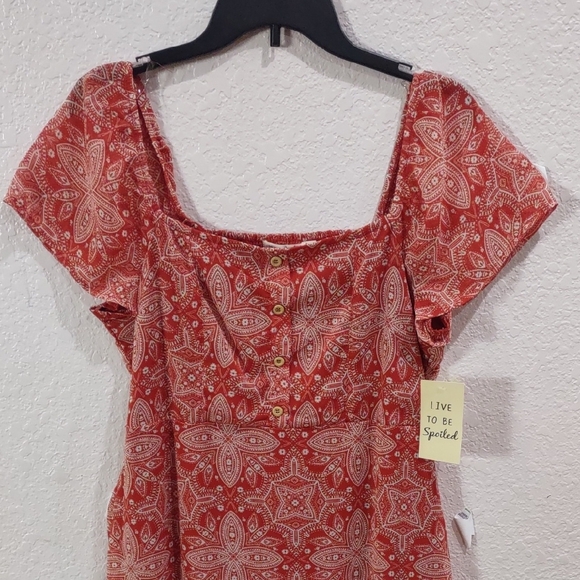 Live To Be Spoiled Patterned Short Sleeve Dress - Picture 4 of 16